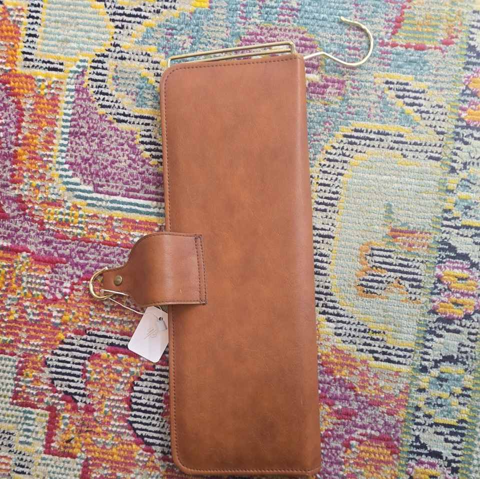 复古皮革旅行领带盒/领带球童带衣架,黑色内饰 — 第 3/3 张图片