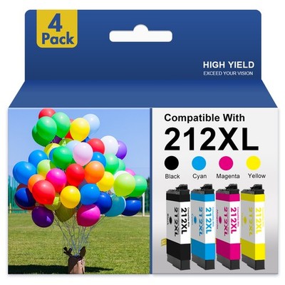 4PK 212XL T212XL Ink Cartridges For Epson WorkForce WF-2830 WF-2850 XP-4100 4105