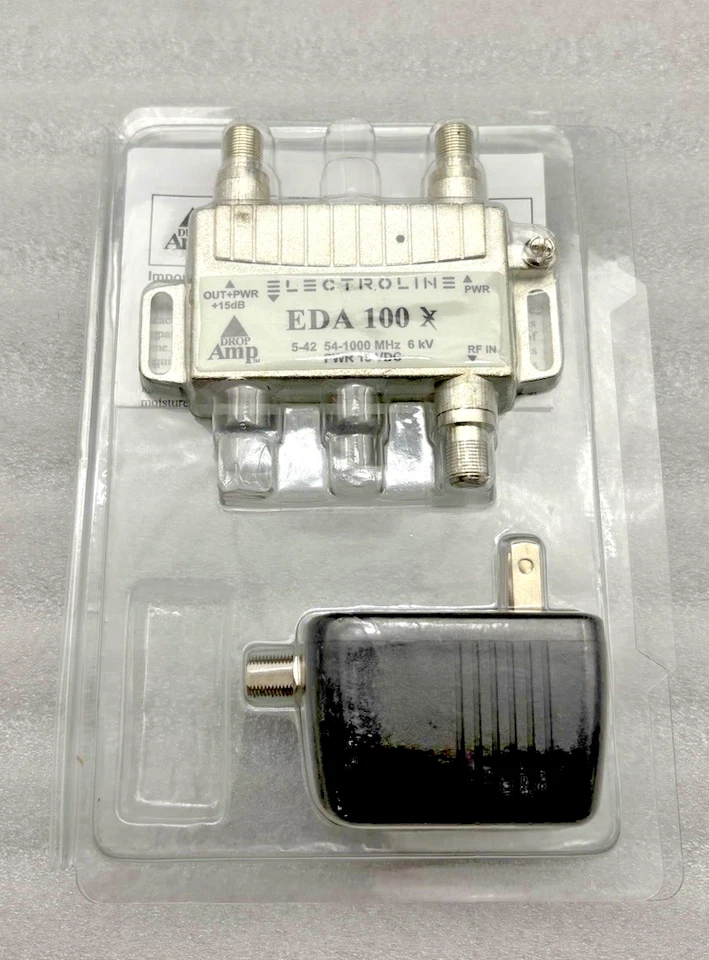 Electroline EDA100 Mini Cable TV Antenna Amplifier W Power Supply +15dB *NEW* - Image 2 of 3