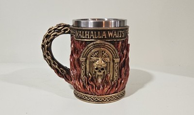 Valhalla Waits Viking Mug - 20oz Gate Beer Stein - 304 Stainless Steel