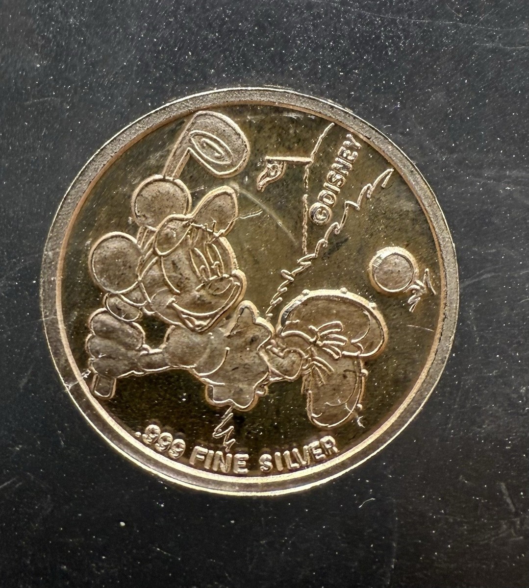 Vintage-Toned 1/20 Oz Mickey And Minnie Disney Silver Coin