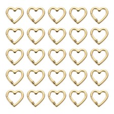 25Pcs Heart Shaped Keychain Clips, Zinc Alloy Spring Snap Hook, Gold