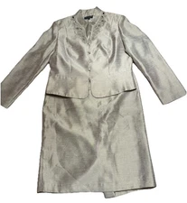 John Meyer Collection Women’s 2 Piece Skirt Suit- Blazer & Skirt Set Size 14 Tan