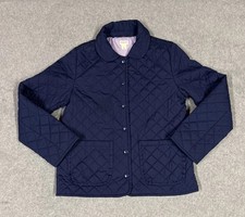 J. Crew Crewcuts Navy Quilted Barn Jacket Girls Size Large Button Up Pockets