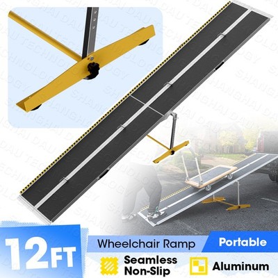 12 ft Aluminum Multi-Folding Wheelchair Scooter Mobility Ramp Portable Non-Slip