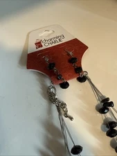 Charming Charlie Black Necklace & Earring Set 