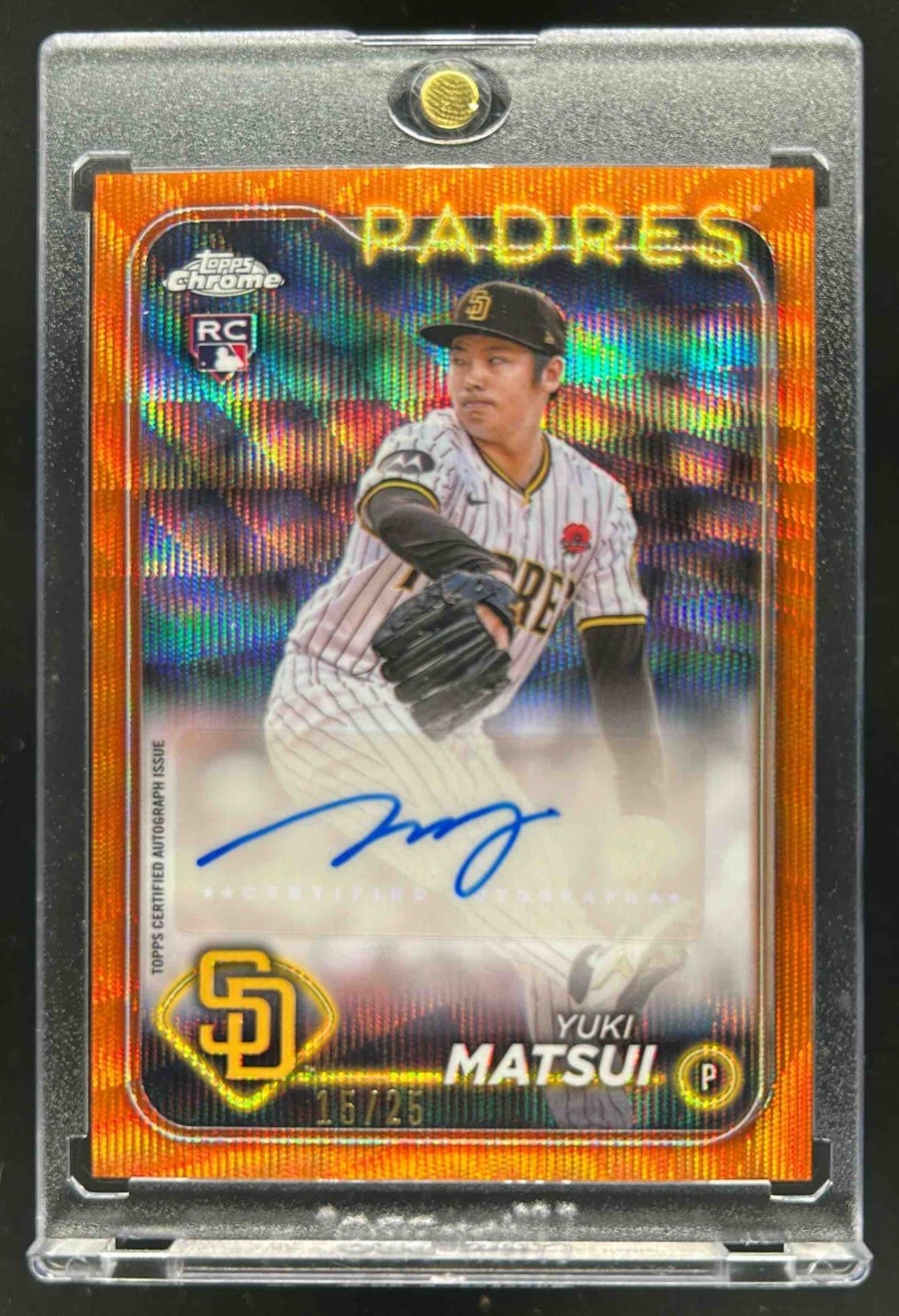 2024 Topps Chrome Update Yuki Matsui Auto RC Orange Wave Refractor #15/25 Padres