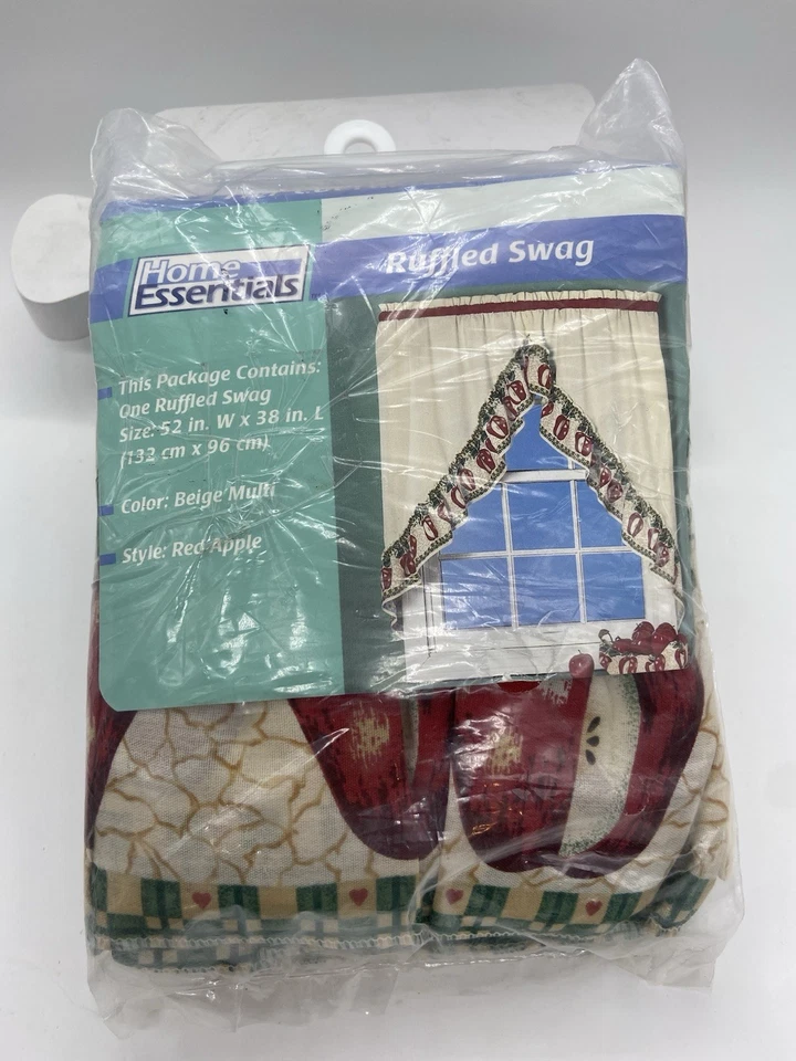 Set of 2 Kmart Window Valance Swag Apple Design New Old Stock Sealed 52”x38” VTG - Image 2 of 4