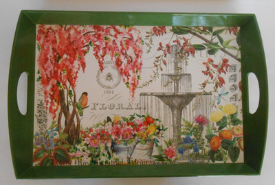 Decoupage Wooden Vanity Tray Enchanting Garden Michel Design Works 20'' by 13''
