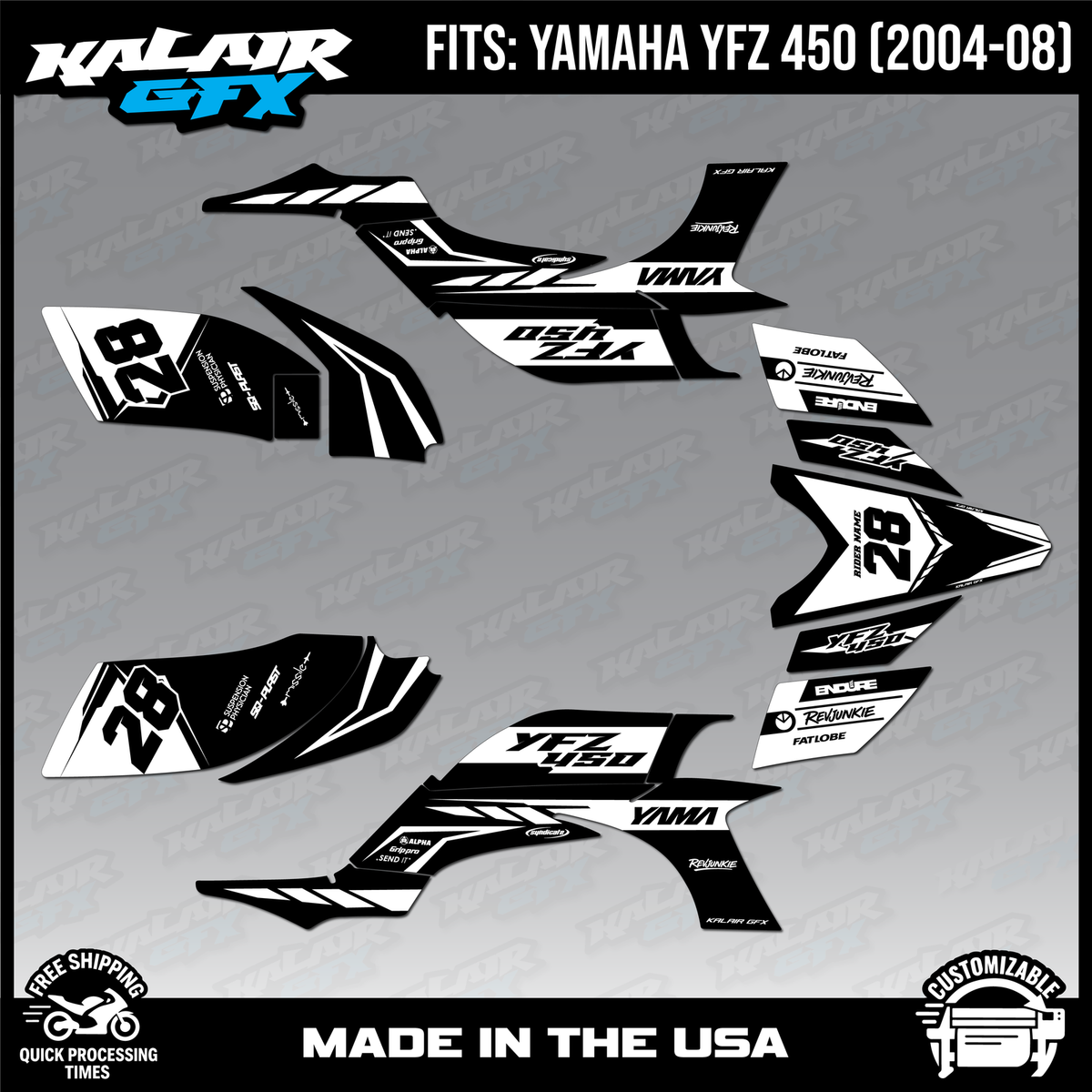 Graphics Kit for YAMAHA YFZ 450(2004-2008) CARB YFZ450 Factory