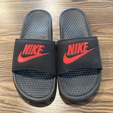 Men s Size 10 Nike Benassi JDI Slides 343880-060 Black/Red - NEW