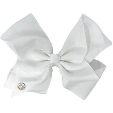 Large 7 White Grosgrain Hair Bow Alligator Clip Paw Print Charm Boutique Girls