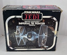 T-166 VINTAGE 80'S KENNER STAR WARS IMPERIAL TIE FIGHTER BATTLE DAMAGED W  BOX