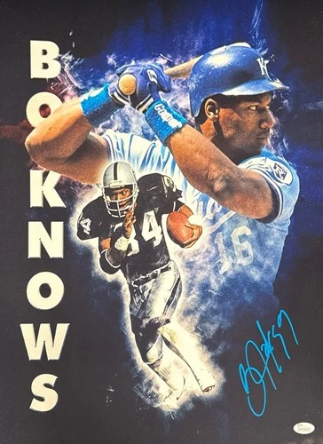 Bo Jackson Signed Bo Knows 16x20 Metallic Photo JSA