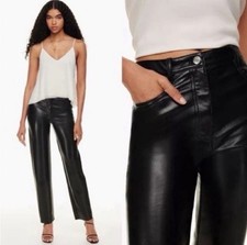 Wilfred Aritzia Melina Pants Womens Sz 8 Black Faux Leather Straight Leg New
