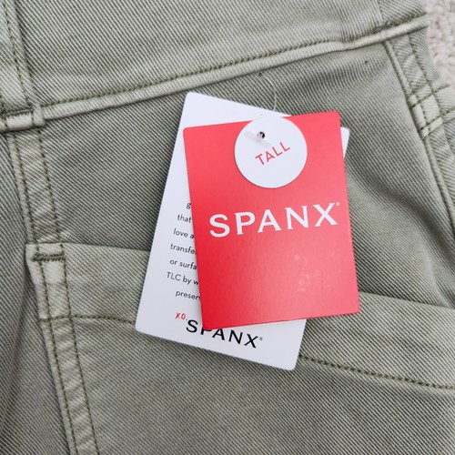 Spanx Women Medium Tall Stretch Twill Straight Leg Olive Oil 20399T - Picture 3 of 12
