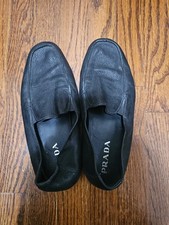 Prada Men’s Black Leather Loafers Made in Italy