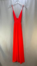 Forever 21 Scarf Maxi Dress Womens Small Red Pleated Plunge Neck Evening Prom