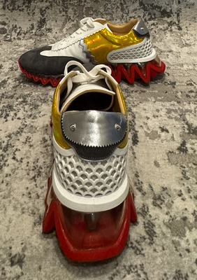 Christian Louboutin Spike Color White, Gold, and Red Mens 11