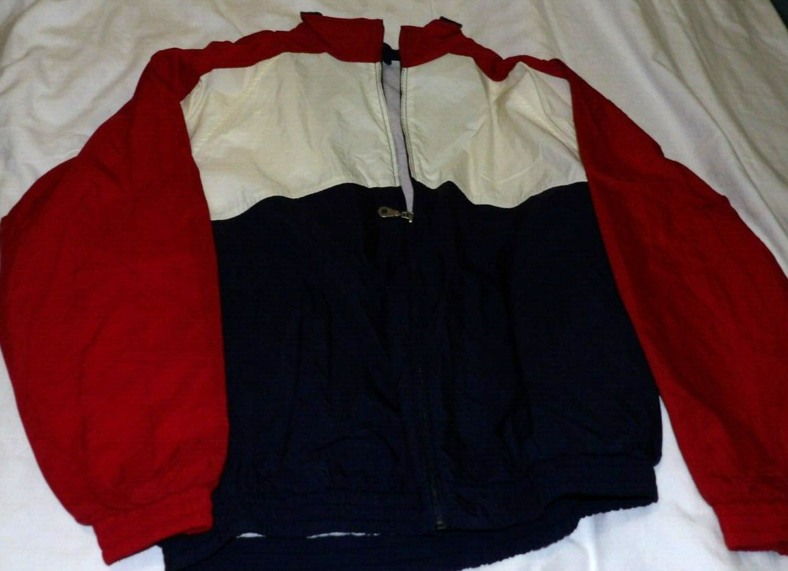 LANDS END Navy Blue Red White 2pc Windbreaker JOGGING Pant Jacket Size