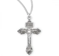 Pardon Sterling Silver Crucifix Size 1.25in x 0.75in Features 24in Long chain