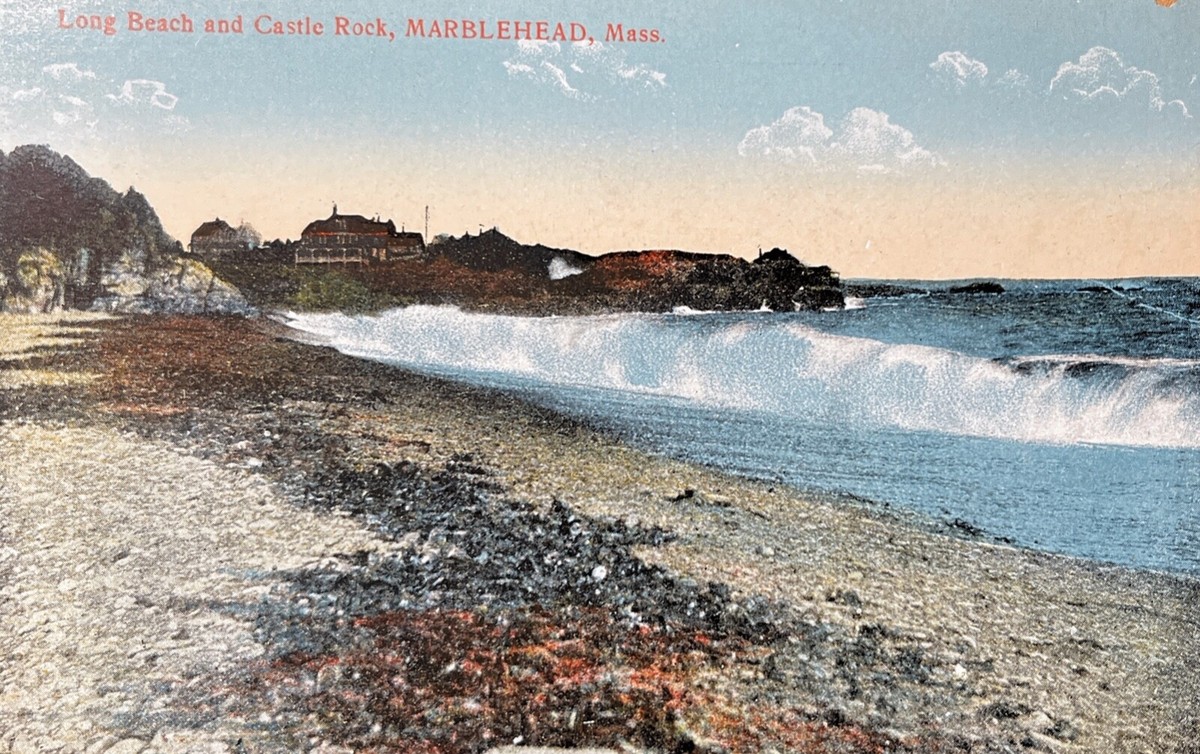Long Beach Castle Rock On Marblehead Massachusetts Postcard Unused