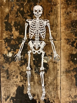 Tin 8  Metal Jointed Detailed Spooky Halloween Skeleton Hanging Ornament