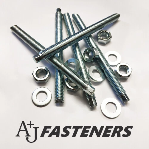 A & J FASTENERS CHEMICAL RESIN ANCHOR STUDS - ZINC STEEL M8 M10 M12 M16 M20 M24 M30