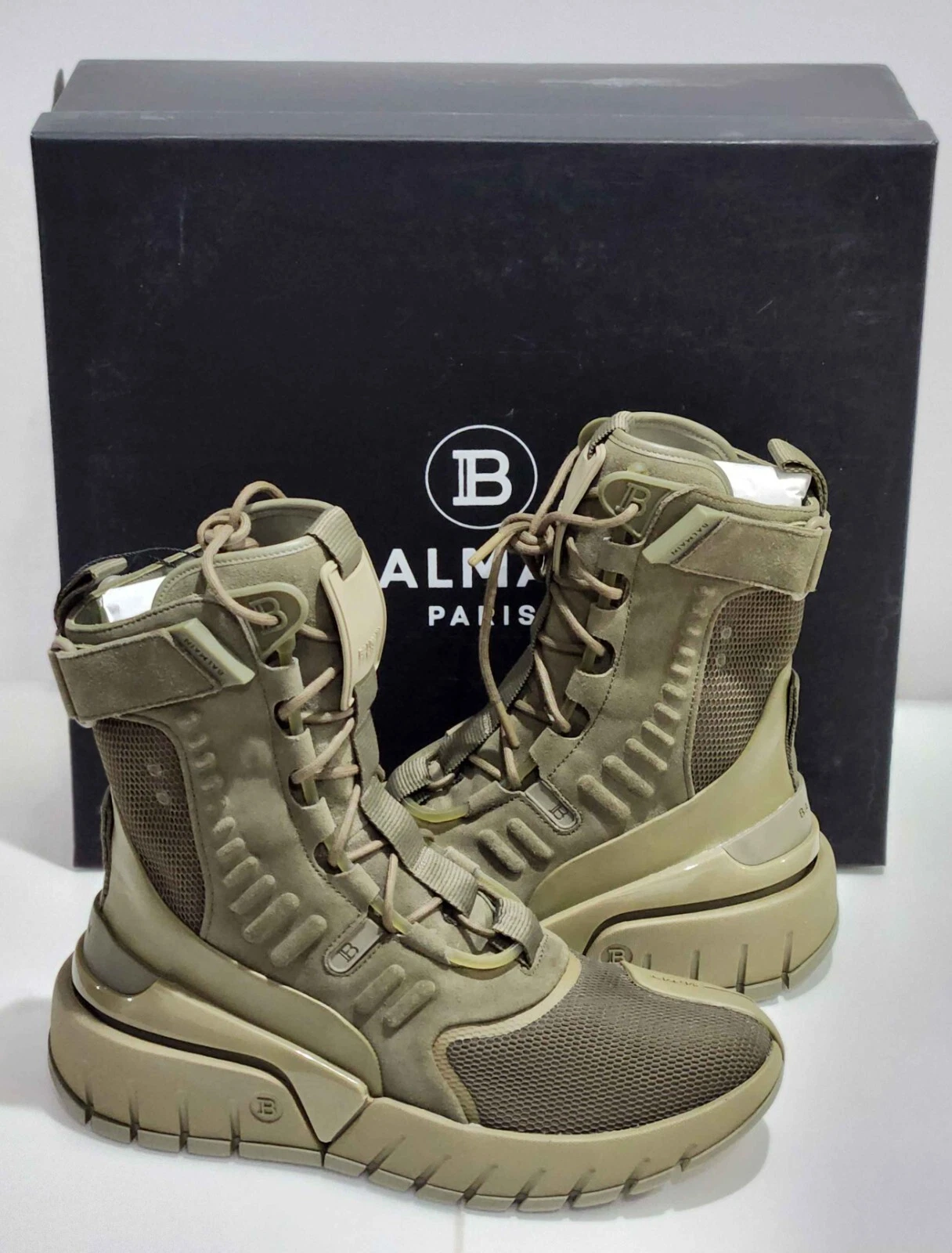 Balmain — Balmain B-Army High-Top Sneakers in Khaki/Green Suede BNWB NEW