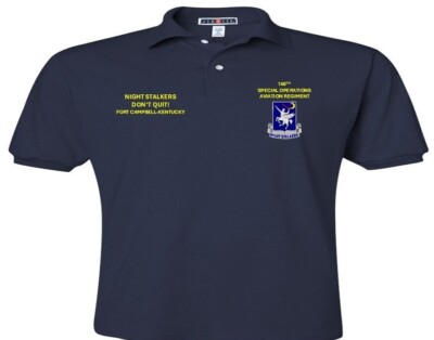 160TH SPECIAL OPERATIONS* FORT CAMPBELL-KY*DON'T QUIT*EMBROIDERED POLO SHIRT.