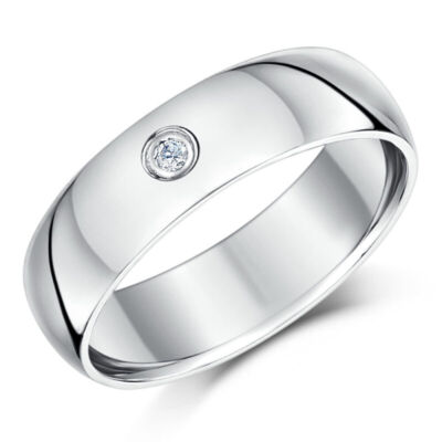Palladium Diamant Ehering 6 mm schwer hofförmiges Band UK punziert