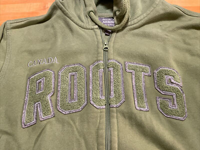 Roots 73 Athletics Canada Mens S green Full Zip Up Sweatshirt