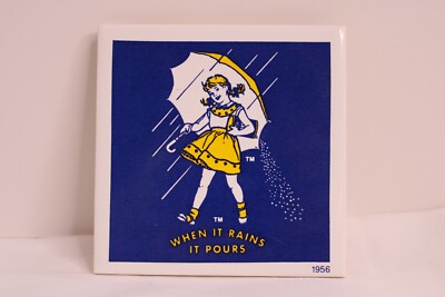 Vintage Morton Salt ''When It Rains It Pours'' Trivets Coasters NIB!
