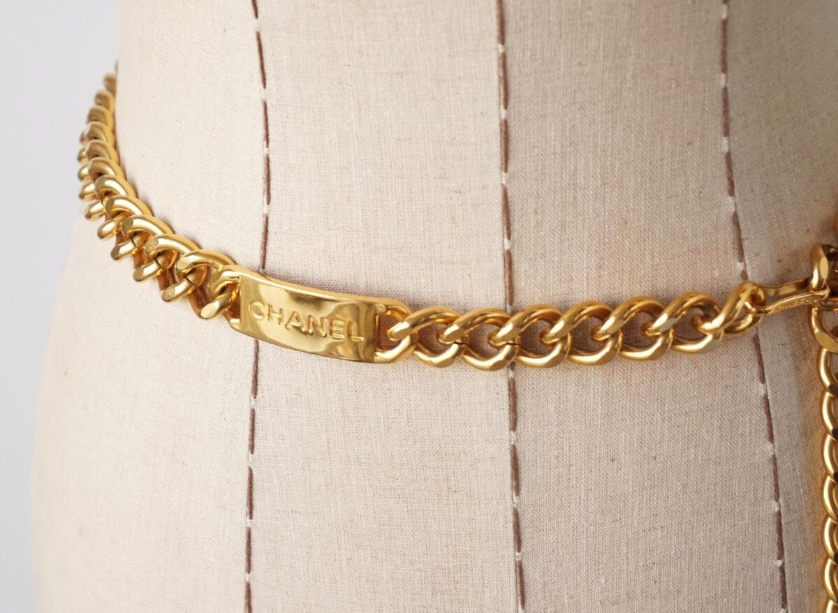 CHANEL Cambon Gold Chain Belt,Women,Waist Chain Belt,Gold CHANEL Cambon Gold Chain Belt,Women,Waist Chain Belt,Gold