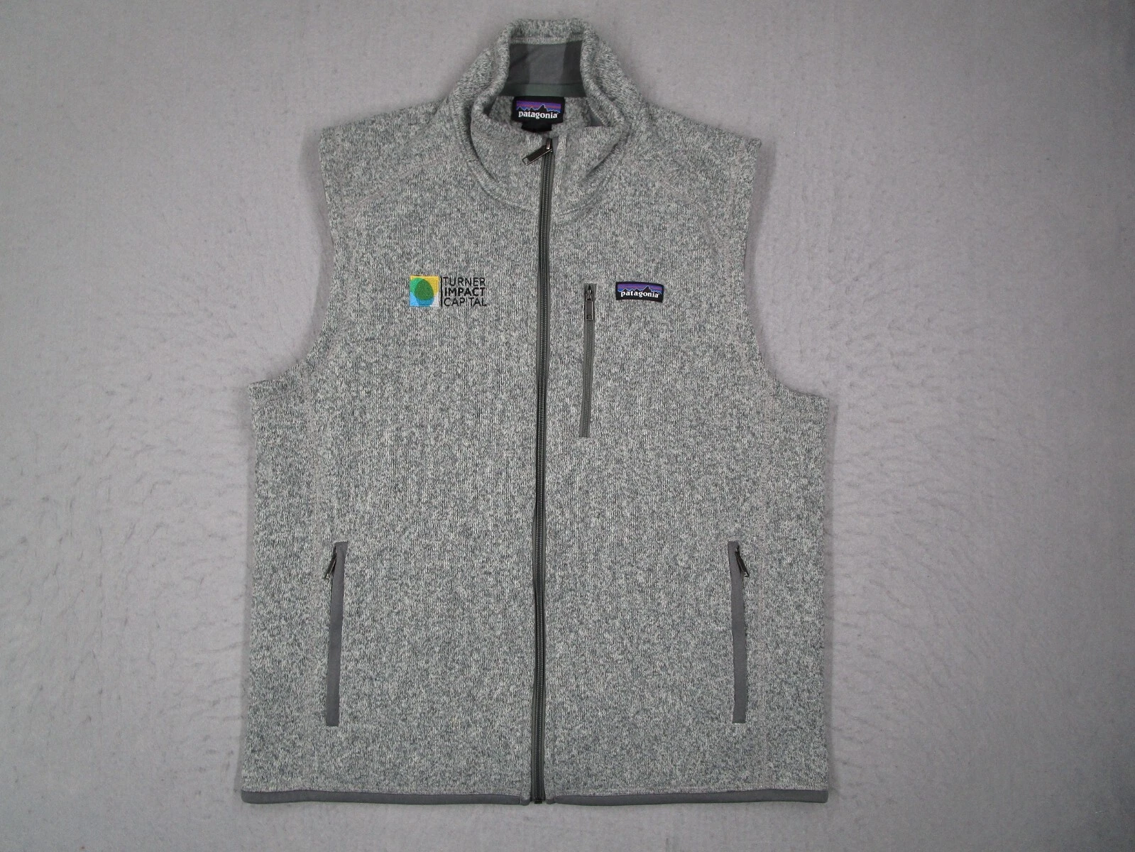 Patagonia Vest Mens Large Gray Better Sweater Full Zip Camp Work Hike Logo
