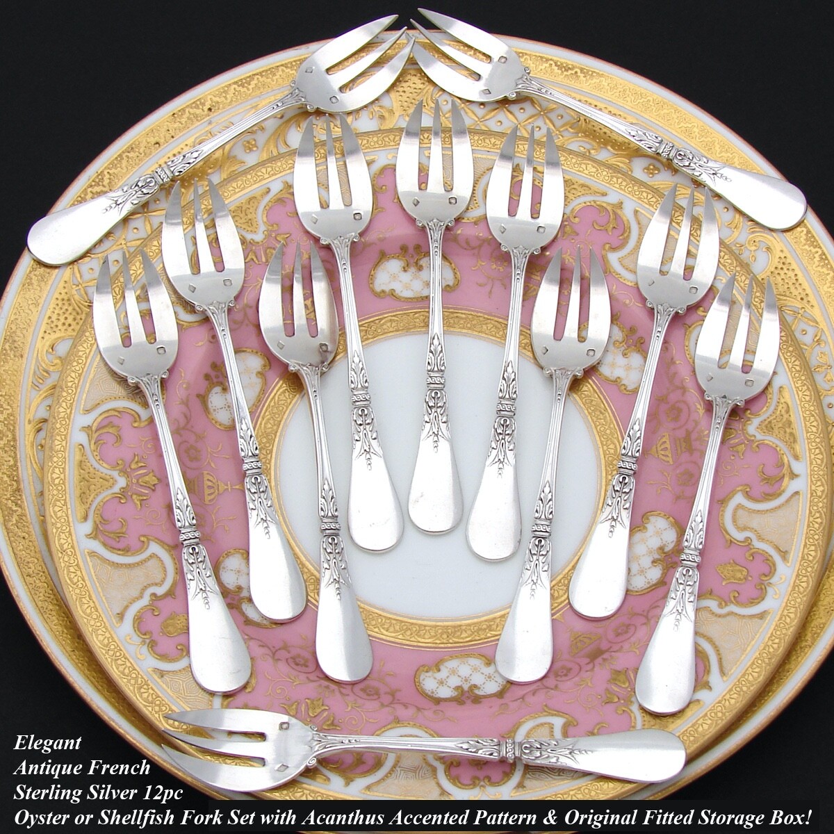 アンティーク雑貨 French Sterling Silver Oyster Fork Fab Antique French Sterling Silver 12pc Shellfish or Oyster Fork
