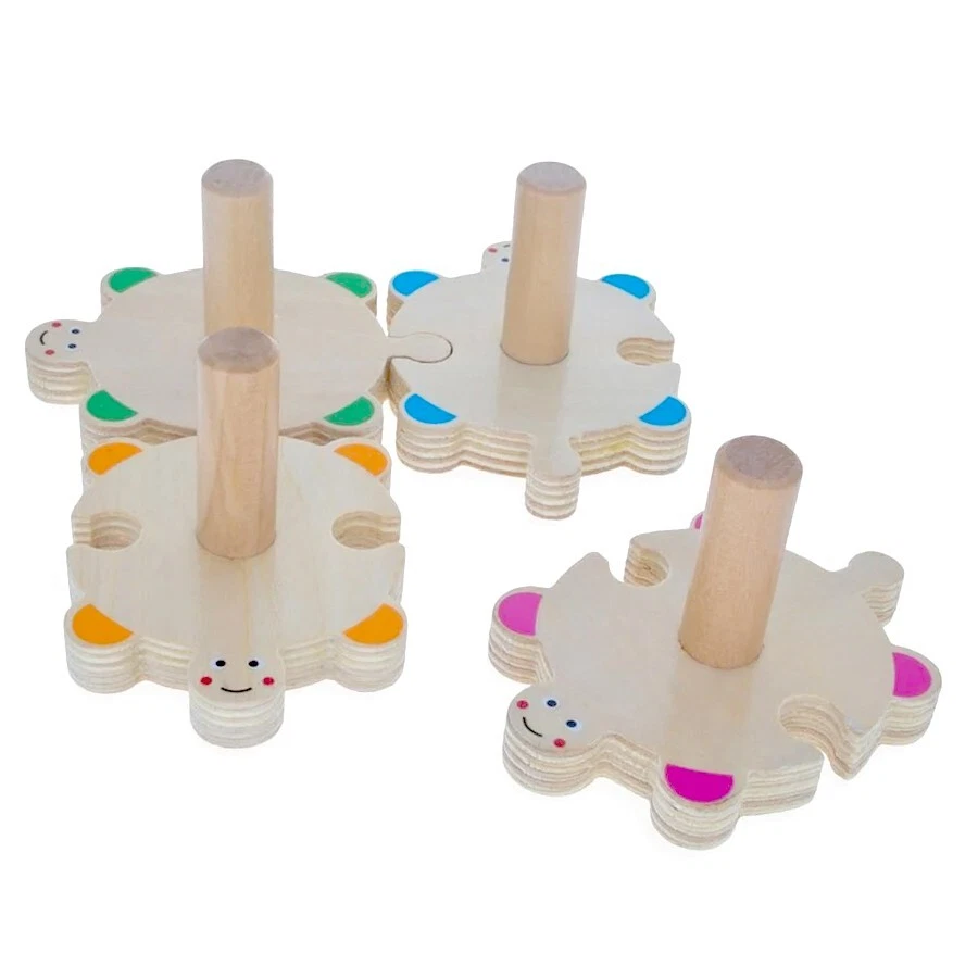 Brain-teaser Wood Turtle Stacking Toy - Children Shape Sorter - Baby Puzzle Game - Image 4 of 4