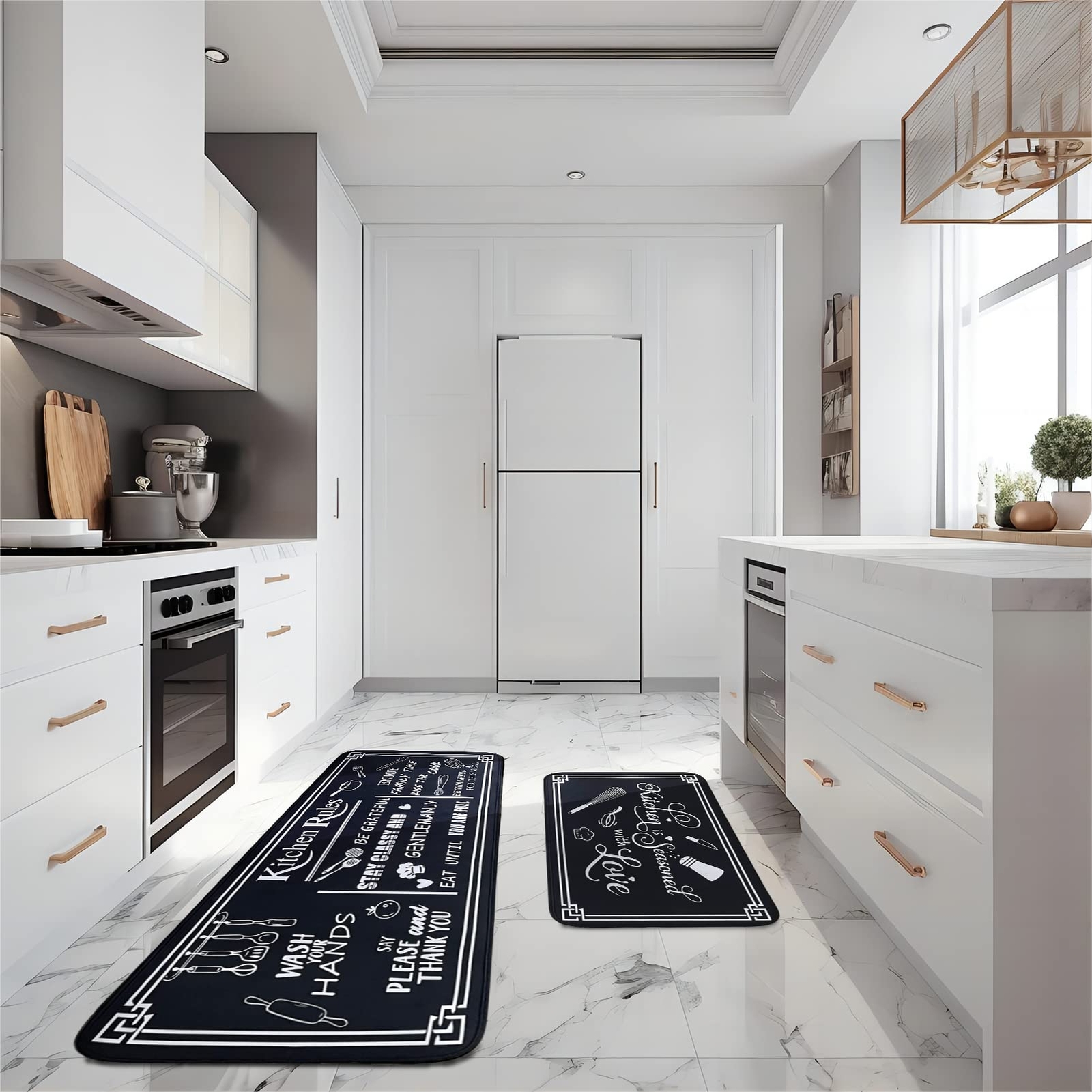 Kitchen Rug Sets of 2 Piece Non Slip Kitchen Rugs and Mats Washable Kitchen M...