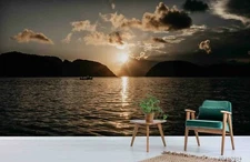3D Seascape Sunrise Wallpaper Wall Mural Removable Self-adhesive Sticker9562