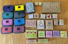 Lot Of 94 Wood Mounted Rubber Stamps for Scrapbooking, Card Making, Crafting