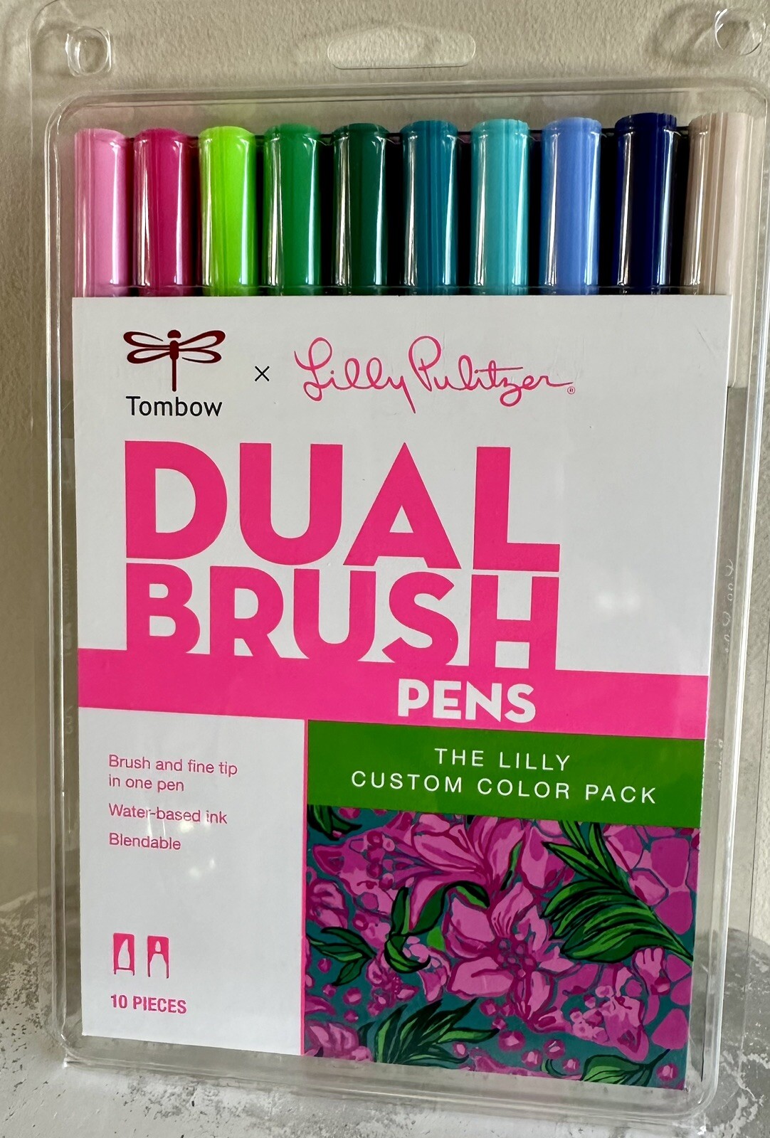 LILLY PULITZER Tombow Custom Color Pack Dual Brush Pen Set Fine Tip NIP #012447