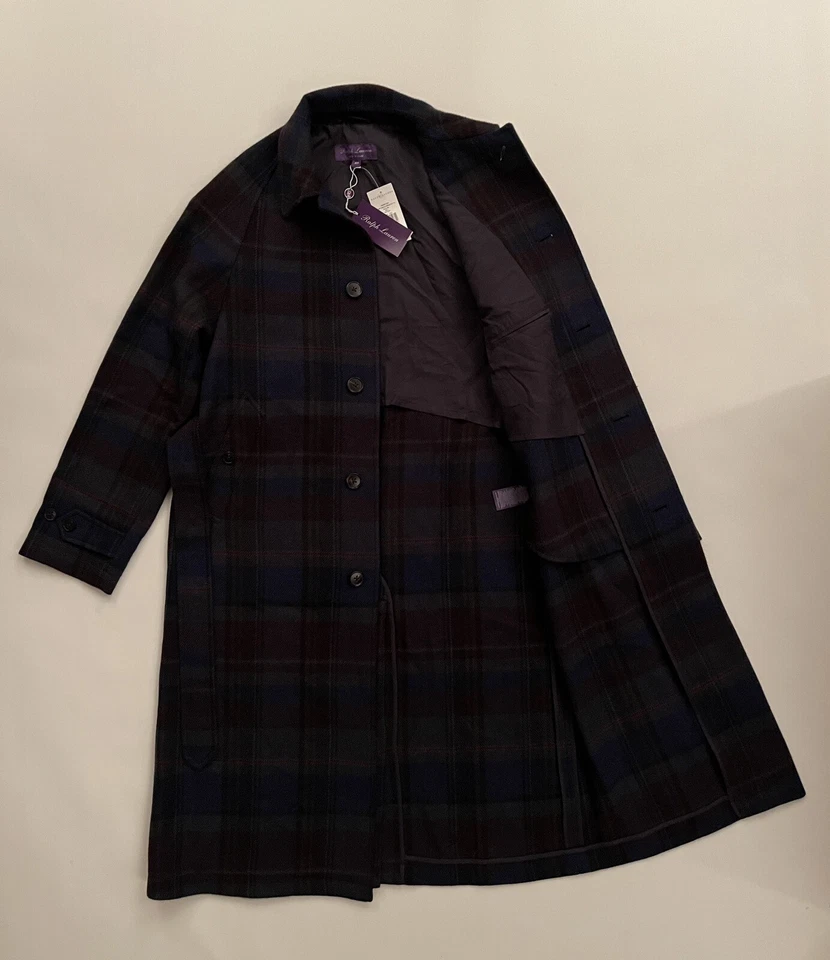 Abrigo Ralph Lauren Púrpura Etiqueta Escocesa Lana Sarga Balmacaan Azul Marino 40 L £3495 Foto 3 de 4