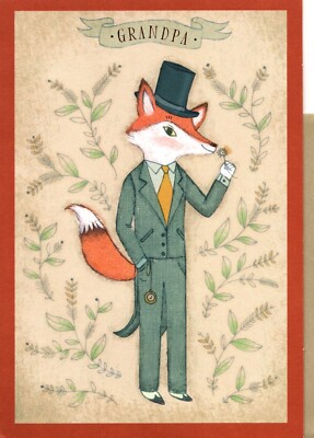 Happy Birthday Classy Grandpa Style Fox Well Dressed High Class Greeting Card