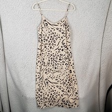 NINE WEST Slip Dress Womens M Leopard Print Y2K Coquette Softcore 34x40