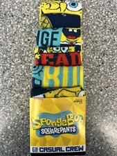 WOW 6 Pairs SPONGEBOB SQUAREPANTS Casual Crew Socks Size 8-12  FAST FREE SHIP 