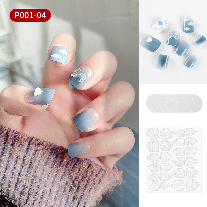 24 Pcs Acrylic Design Full Cover False Nail Tips French Manicure Fake ...