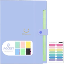 Expanding File Folder, 8 Pockets Accordion File Organizer, A4 Letter Size Pap...