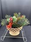 Emsa WGermany Lattice Basket Christmas Centerpiece w/frog Insert & Plants VTG — photo 2