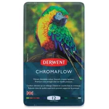 Derwent Chromaflow Colored Pencils - Tin of 12 - NEW - Original Factory Seal!