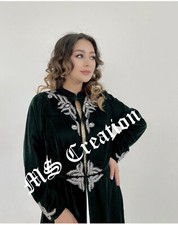 Sale!! Luxury Green Velvet Bedded Crystal Work Moroccan Kaftan Wedding Dress 489
